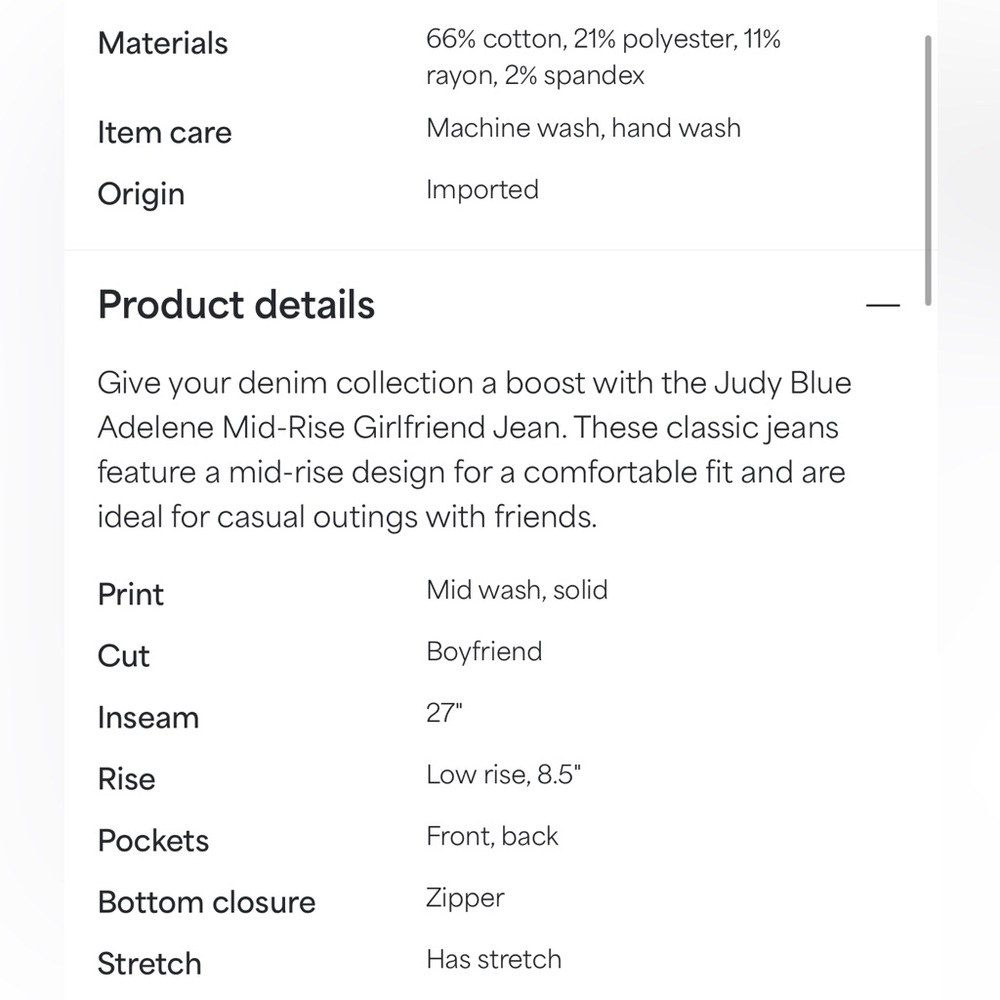 EUC Stitch Fix Judy Blue Adeline Mid Rise Girlfriend Relaxed Fit Jeans - Picture 5 of 14